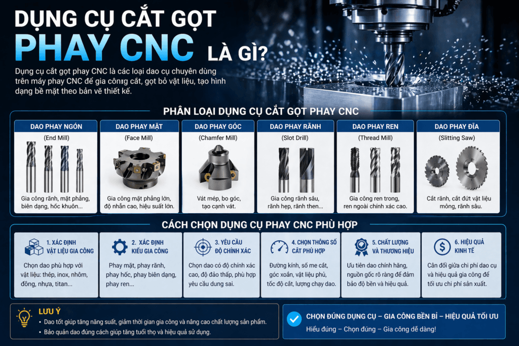 Dụng cụ cắt gọt phay CNC là gì? Phân loại & cách chọn 1 Dụng cụ cắt gọt phay CNC là gì Phân loại & cách chọn